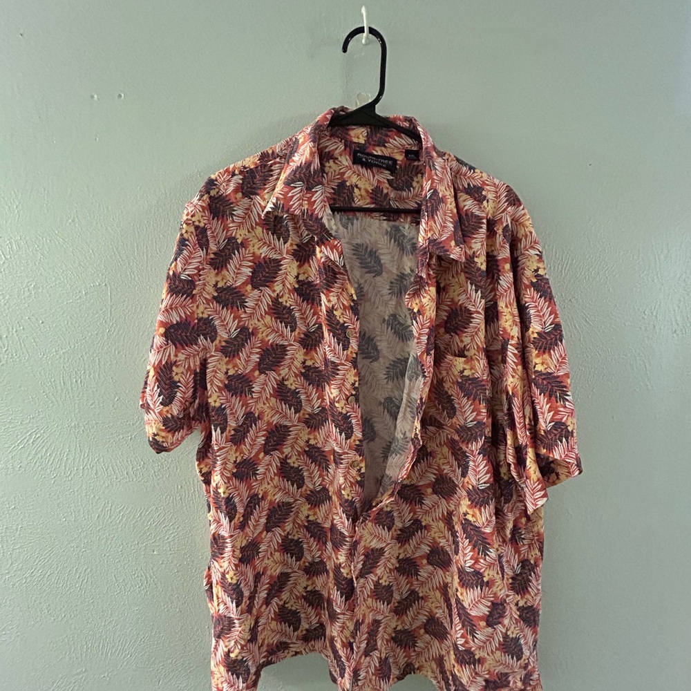 Vintage Tropical Leaf Print Hawaiian Shirt